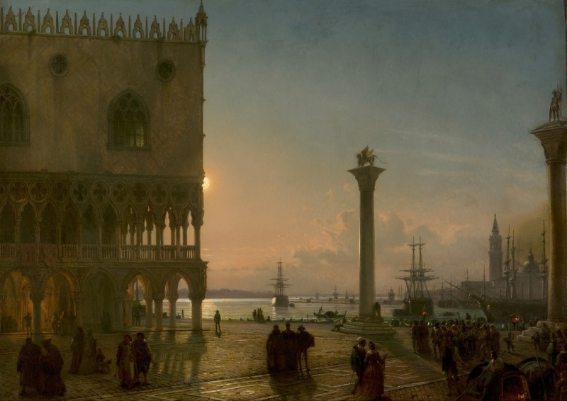 Friedrich Nerly | The Piazzetta by Moonlight, 1871 The Piazzetta by Moonlight, 1871 | Friedrich Nerly