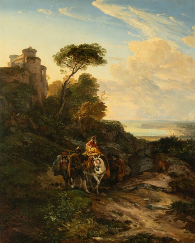 Italian Mountain Landscape with Brigands Scene, 1831 | Friedrich Nerly