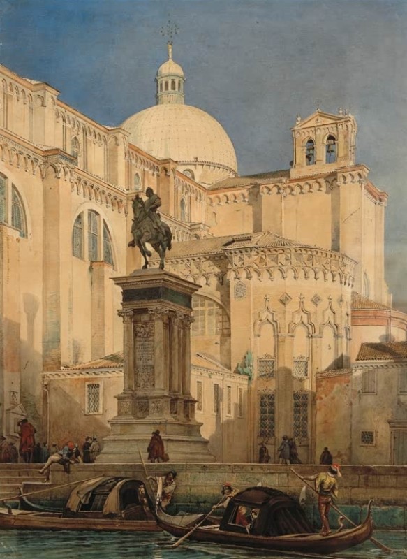 Venice. The Equestrian Statue of the Colleoni by Andrea del Verrocchio, 1849 | Friedrich Nerly