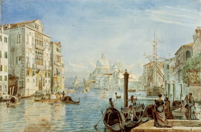 Canal Grande with Palazzo Cavallo-Franchetti, Santa Maria della Salute and Dogana del Mar, c.1838/39 | Friedrich Nerly