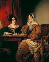 Henriette Baronin Pereira-Arnstein mit ihrer Tochter Flora | Friedrich von Amerling | Gemälde Reproduktion