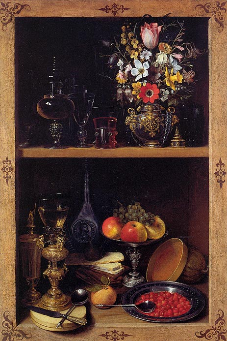 Cupboard Picture with Flowers, Fruit and Goblets, c.1610 | Georg Flegel | Painting Reproduction