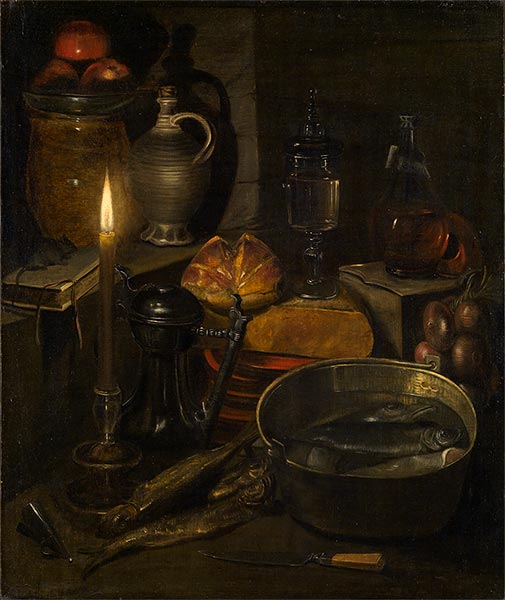Vorratskammer bei Kerzenlicht, 1633 | Georg Flegel | Gemälde Reproduktion