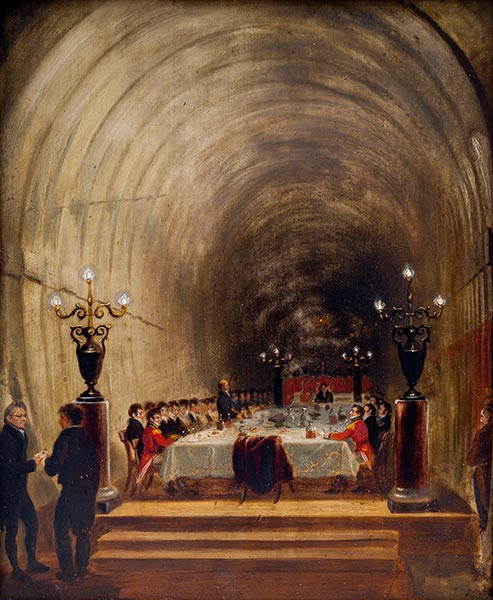Bankett im Themse-Tunnel, c.1827 | George Jones | Gemälde Reproduktion