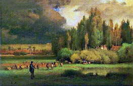 Shepherd in a Landscape, c.1875 by George Inness | Painting Reproduction