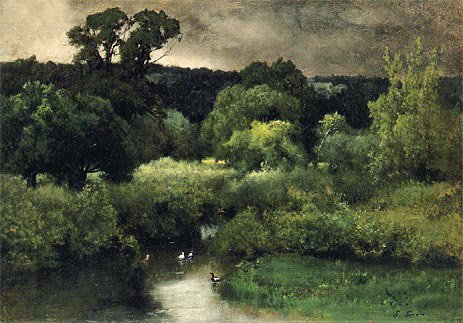 A Gray Lowery Day, 1877 by George Inness | Painting Reproduction