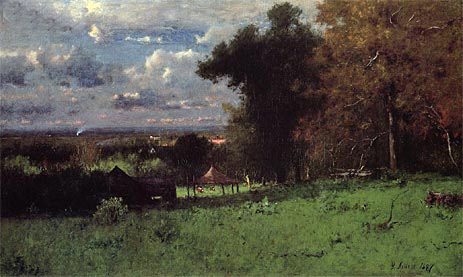 A Breezy Autumn, 1887 by George Inness | Painting Reproduction