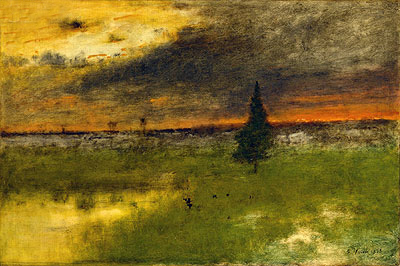 The Lonely Pine - Sunset, 1893 | George Inness | Gemälde Reproduktion
