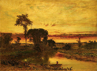 Sunset Landscape, Medfield, 1861 | George Inness
