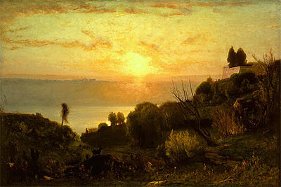 Lake Albano, Sunset, c.1874 | George Inness | Painting Reproduction