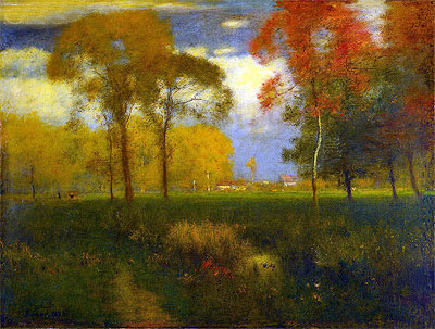 Sunny Autumn Day, 1892 by George Inness | Painting Reproduction