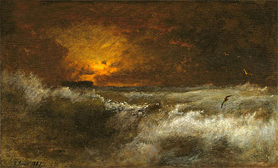 Sunset over the Sea, 1887 by George Inness | Painting Reproduction