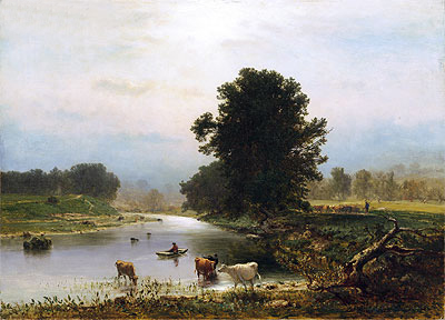 A View near Medfield, 1861 by George Inness | Painting Reproduction