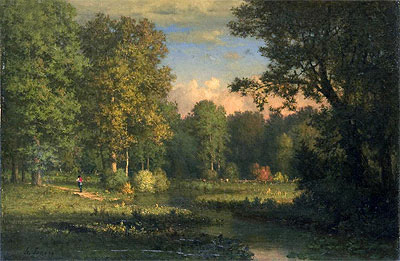 Landscape with a Stream, 1885 by George Inness | Painting Reproduction