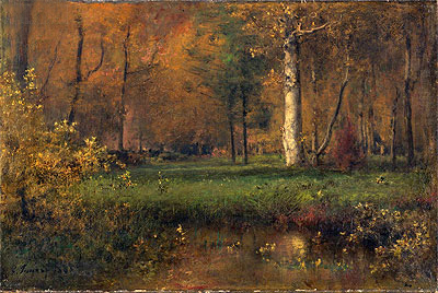 Landscape with Yellow Bushes, 1865 by George Inness | Painting Reproduction