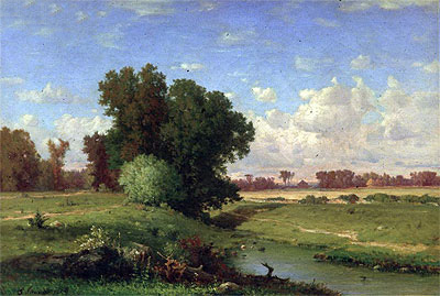 Hackensack Meadows, Sunset, 1859 | George Inness | Gemälde Reproduktion