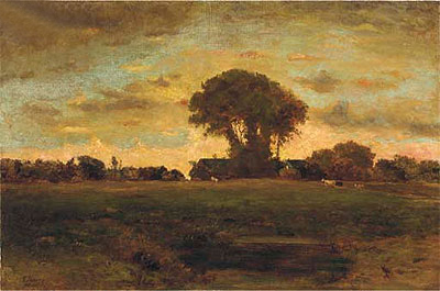 Sunset on a Meadow, 1878 | George Inness | Gemälde Reproduktion
