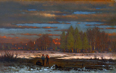 Winter Evening, Medfield, n.d. | George Inness | Gemälde Reproduktion