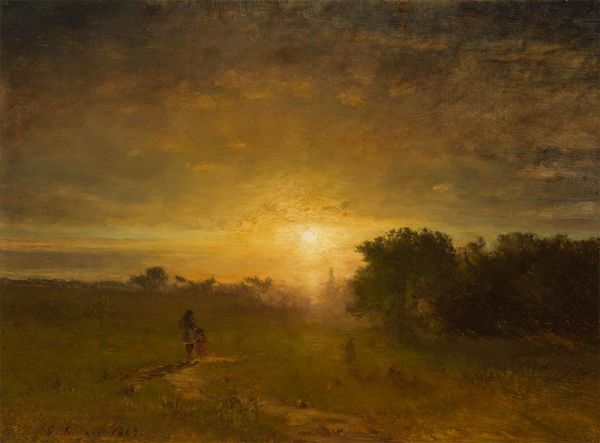 Goldener Sonnenuntergang, 1862 | George Inness | Gemälde Reproduktion