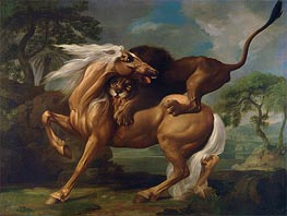 A Lion Attacking a Horse, c.1762 by George Stubbs | Painting Reproduction
