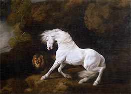 Pferd, das von einem Löwen erschreckt wird (Detail) | George Stubbs | Gemälde Reproduktion