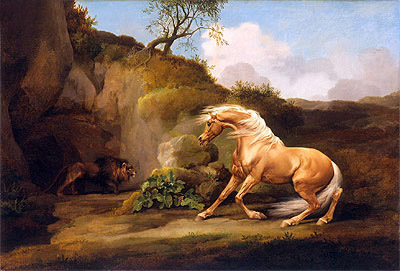 A Horse Frightened by a Lion, c.1790/95 by George Stubbs | Painting Reproduction