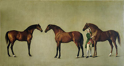 'Whistlejacket' and Two other Stallions with ..., 1762 by George Stubbs | Painting Reproduction