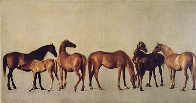 Mares and Foals without a Background, c.1762 | George Stubbs | Painting Reproduction