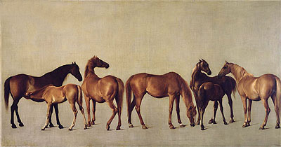 Mares and Foals without a Background, c.1762 by George Stubbs | Painting Reproduction