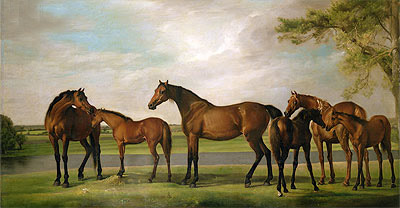 Mares and Foals Disturbed by an Approaching Storm, c.1764/66 | George Stubbs | Gemälde Reproduktion