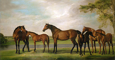 Mares and Foals Disturbed by an Approaching Storm | George Stubbs | Painting Reproduction