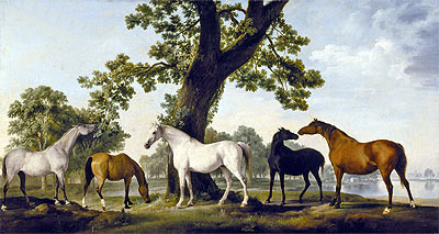 Five Brood Mares, undated | George Stubbs | Painting Reproduction
