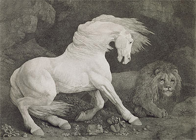A Horse Affrighted by a Lion, 1788 | George Stubbs | Gemälde Reproduktion