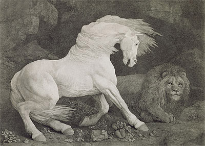 A Horse Affrighted by a ... | George Stubbs | Painting Reproduction
