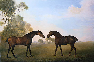 Two Hunters out at ... | George Stubbs | Painting Reproduction