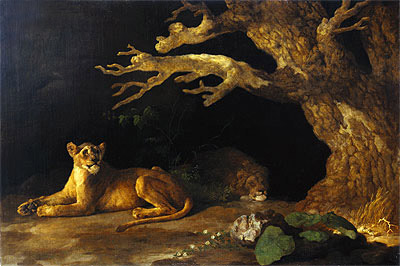 Lioness and Cave, undated | George Stubbs | Painting Reproduction