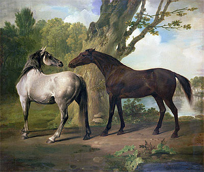 Two Horses in a Landscape, undated | George Stubbs | Painting Reproduction