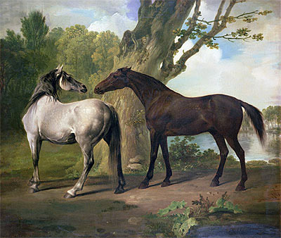 Two Horses in a Landscape | George Stubbs | Painting Reproduction