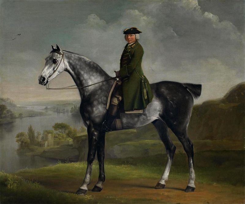 Joseph Smyth Esquire, Lieutenant of Whittlebury Forest, Northamptonshire, on a Dapple Grey Horse, c.1762/64 | George Stubbs