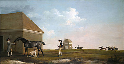 Gimcrack on Newmarket Heath with a Trainer, a Stable-Lad and a Jockey, 1765 | George Stubbs | Painting Reproduction