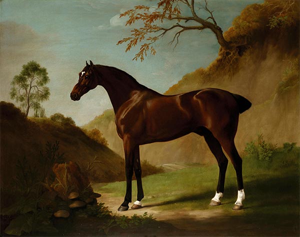 A Dark Bay thoroughbred in a Landscape, c.1762/68 | George Stubbs | Painting Reproduction