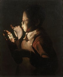 Boy Blowing on a Lamp | Georges de La Tour | Painting Reproduction