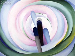 Grey Blue and Black - Pink Circle | O'Keeffe | Gemälde Reproduktion
