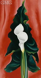 Calla Lilies on Red, 1928 von O'Keeffe | Gemälde-Reproduktion