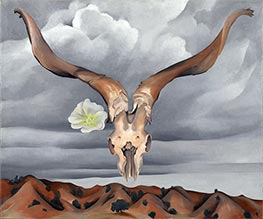 Ram's Head, White Hollyhock-Hills, 1935 by O'Keeffe | Painting Reproduction