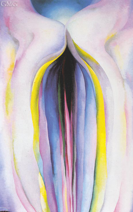 Graue Linie mit Schwarz, Blau und Gelb | O'Keeffe | Gemälde Reproduktion