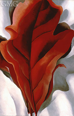 Large Dark Red Leaves on White, 1925 | O'Keeffe | Painting Reproduction