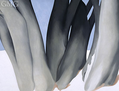 Bare Tree Trunks with Snow, 1946 | O'Keeffe | Painting Reproduction