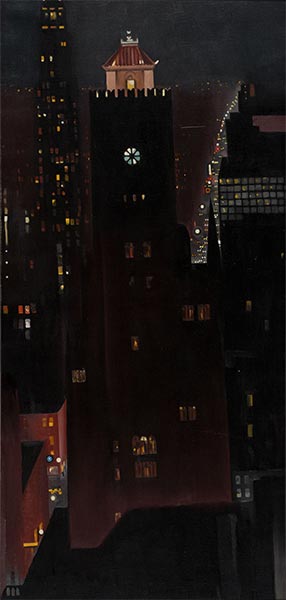 New York, Nacht, 1929 | O'Keeffe | Gemälde Reproduktion