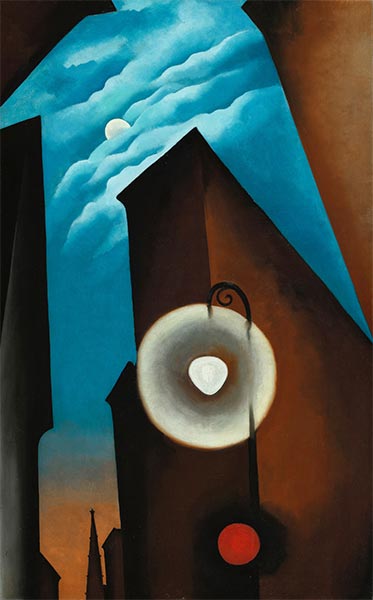 New Yorker Straße mit Mond, 1925 | O'Keeffe | Gemälde Reproduktion